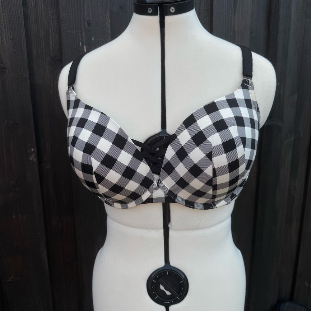 Torrid Curve Black and White Push-Up Bra with Underwire Support